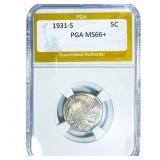1931-S Buffalo Nickel PGA MS66+