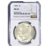 1890 Morgan Silver Dollar NGC MS63