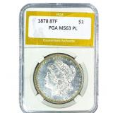 1878 8TF Morgan Silver Dollar PGA MS63 PL