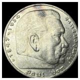 1936D Germany Silver 5 Reichsmark