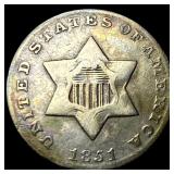 1851 Silver Three-Cent Piece NEARLY UNCIRCULATED