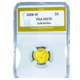 2008-W 1/10oz $5 Gold Buffalo PGA MS70