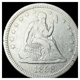 1858 Seated Liberty Quarter LIGHTLY  CIRCULATED