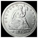 1853 Arrows/Rays Seated Liberty Quarter  CLOSELY
