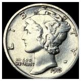 1919-D Silver Mercury Dime NEARLY  UNCIRCULATED