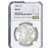 1890 Morgan Silver Dollar NGC MS63