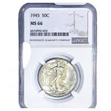 1945 Walking Liberty Half Dollar NGC MS66
