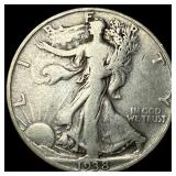 1938-D Silver Walking Liberty Half Dollar  LIGHTL
