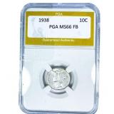 1938 Mercury Silver Dime PGA MS66 FB