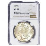 1890 Morgan Silver Dollar NGC MS63