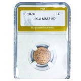 1874 Indian Head Cent PGA MS63 RD