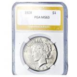 1928 Silver Peace Dollar PGA MS63