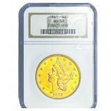 1861 $20 Gold Double Eagle NGC AU58