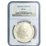 1803 Lima IJ Peru Silver 8 Reales NGC MS61