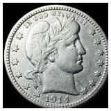 1914 Barber Silver Quarter NEARLY UNCIRCULATED