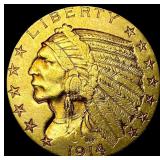 1914-D Indian Head Half Eagle $5 Gold CLOSELY  UN