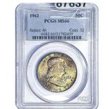 1962 Franklin Half Dollar PCGS MS66