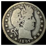 1897-O Silver Barber Quarter NICELY  CIRCULATED