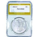 1921-S Morgan Silver Dollar PGA MS66