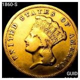 1860-S $3 Gold Piece HIGH GRADE+