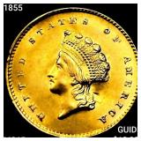 1855 Rare Gold Dollar GEM BU