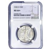 1945-D Walking Liberty Half Dollar NGC MS66+