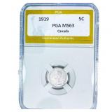 1919 Canada Silver 5 Cents PGA MS63