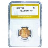 1909 VDB Wheat Cent PGA MS65 RD