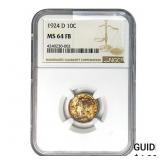 1924-D Mercury Silver Dime NGC MS64 FB