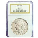 1924-S Silver Peace Dollar NGC MS63