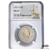 1951-S Franklin Half Dollar NGC MS67