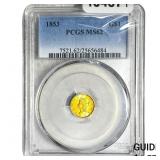 1853 Rare Gold Dollar PCGS MS62