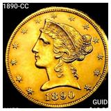 1890-CC $5 Gold Half Eagle CHOICE AU