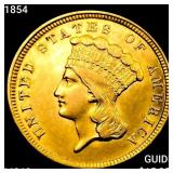 1854 $3 Gold Piece UNCIRCULATED +