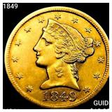 1849 $5 Gold Half Eagle UNCIRCULATED