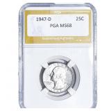 1947-D Washington Silver Quarter PGA MS68