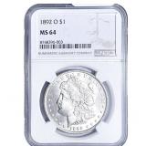 1892-O Morgan Silver Dollar NGC MS64