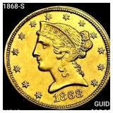 1868-S $5 Gold Half Eagle UNCIRCULATED
