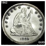 1862 Seated Liberty Quarter GEM PROOF