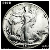 1916-D Walking Liberty Half Dollar GEM BU