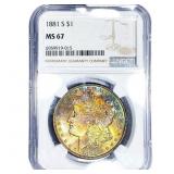 1881-S Morgan Silver Dollar NGC MS67