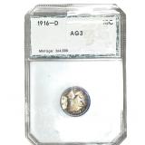 1916-D Mercury Silver Dime PCI AG3