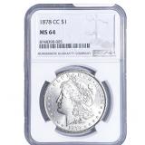 1878-CC Morgan Silver Dollar NGC MS64