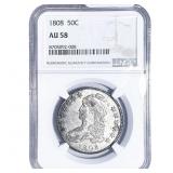 1808 Capped Bust Half Dollar NGC AU58