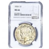 1924 Silver Peace Dollar NGC MS66
