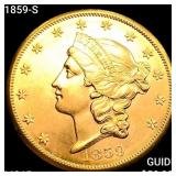 1859-S $20 Gold Double Eagle UNCIRCULATED +