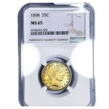 1898 Barber Quarter NGC MS65