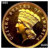 1885 $3 Gold Piece SUPERB GEM PROOF