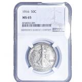 1916 Walking Liberty Half Dollar NGC MS65
