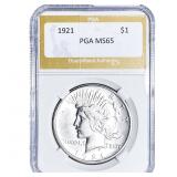 1921 Silver Peace Dollar PGA MS65